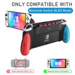 Nintendo Switch OLED Grip Case by JUSPRO – Comfortable O-Grip with Game Storage (Black)